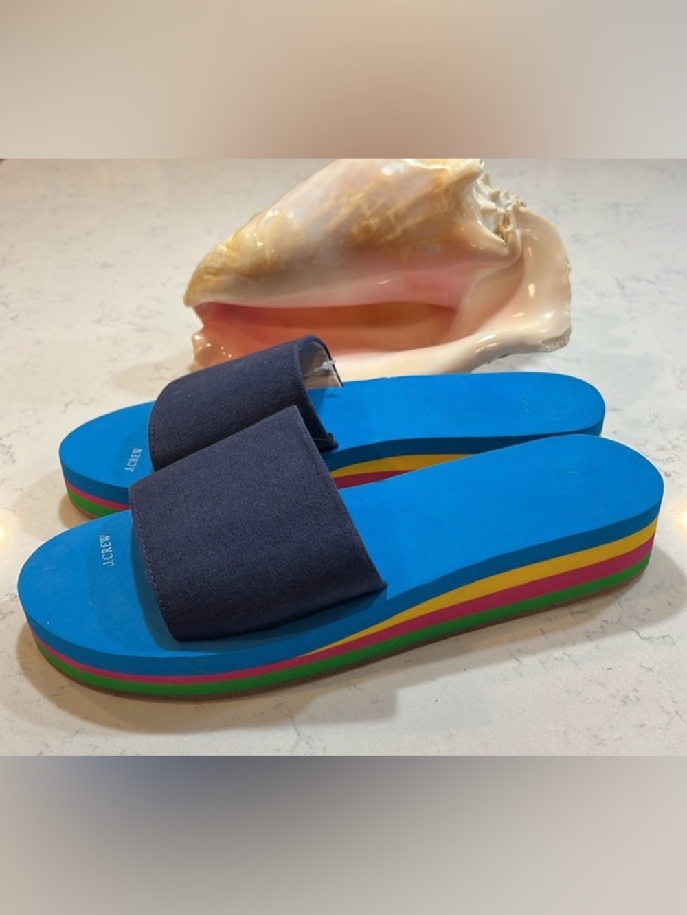J.Crew NWT!!🎉 Women's Multicolored Platform EVA Slide Sandals  Size 9.